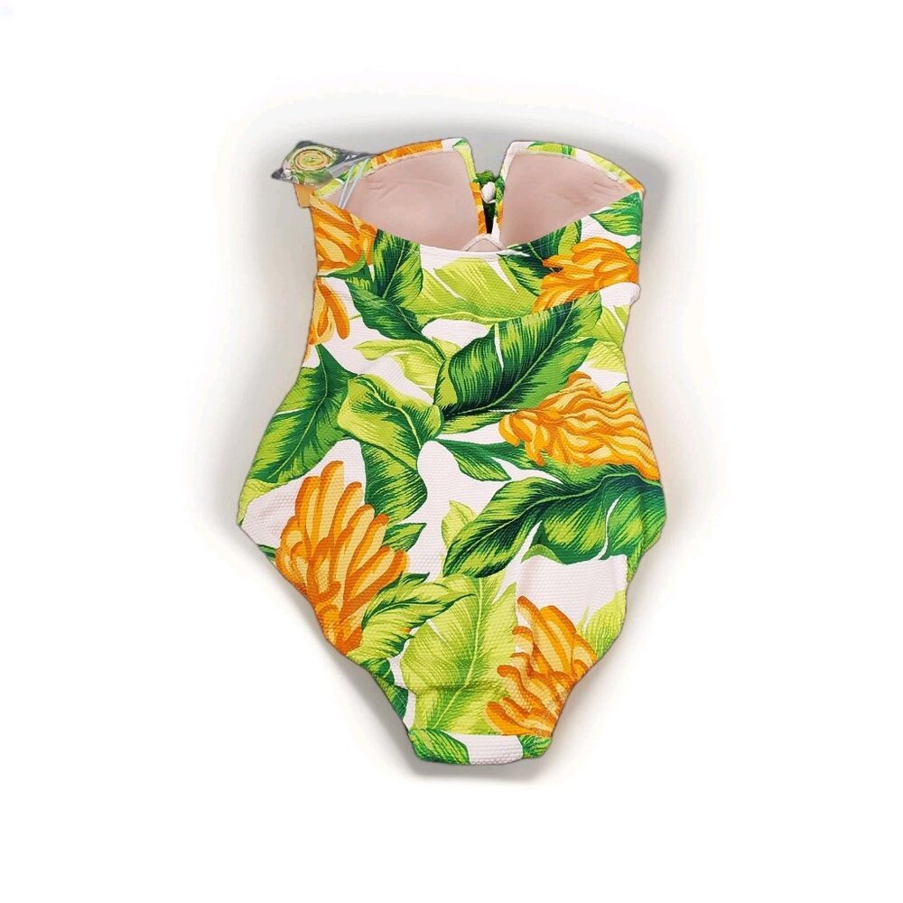 Women's Banana Print Pique Bandeau Full Coverage One Piece Swimsuit Kona Sol S - Picture 3 of 8